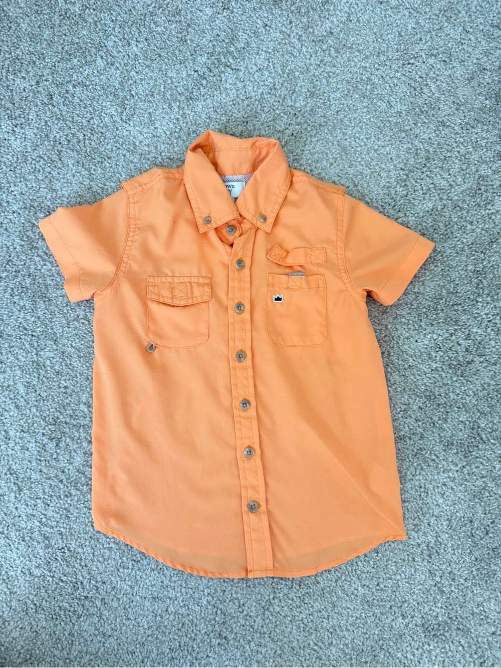 Crown & Ivy Orange Short-Sleeve Fishing Shirt, Button-Down size 4 Toddler